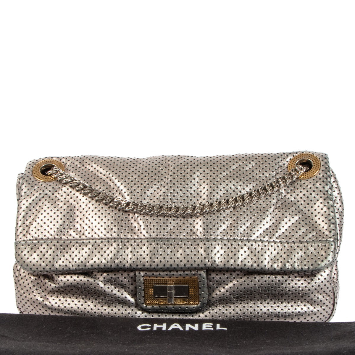 shop authentic second hand Chanel 2.55 Perforated Drill Metallic Flap Bag on Labellov.com