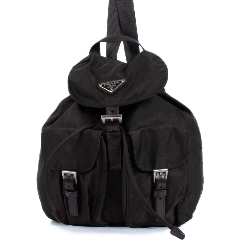Buy an authentic second-hand Prada Brown Re-Nylon Small Backpack in very good condition at Labellov in Antwerp.
