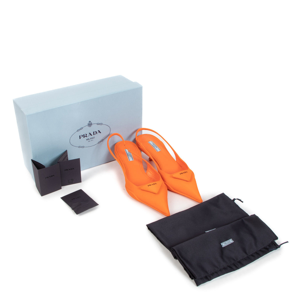 Prada Orange Nylon Slingback Heels - Size 39