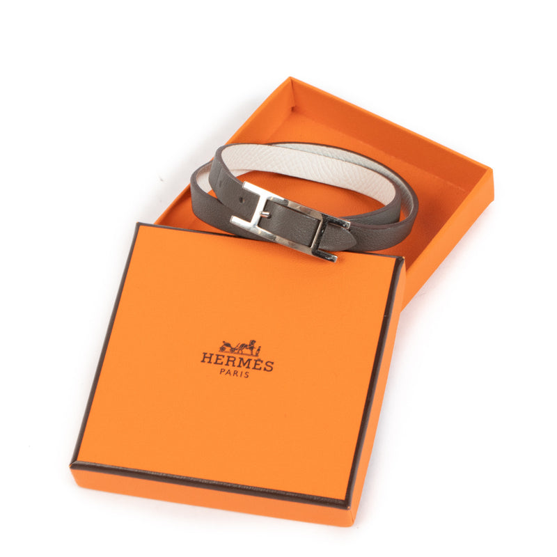 Hermès Behapi Etain/White Double Tour Bracelet
