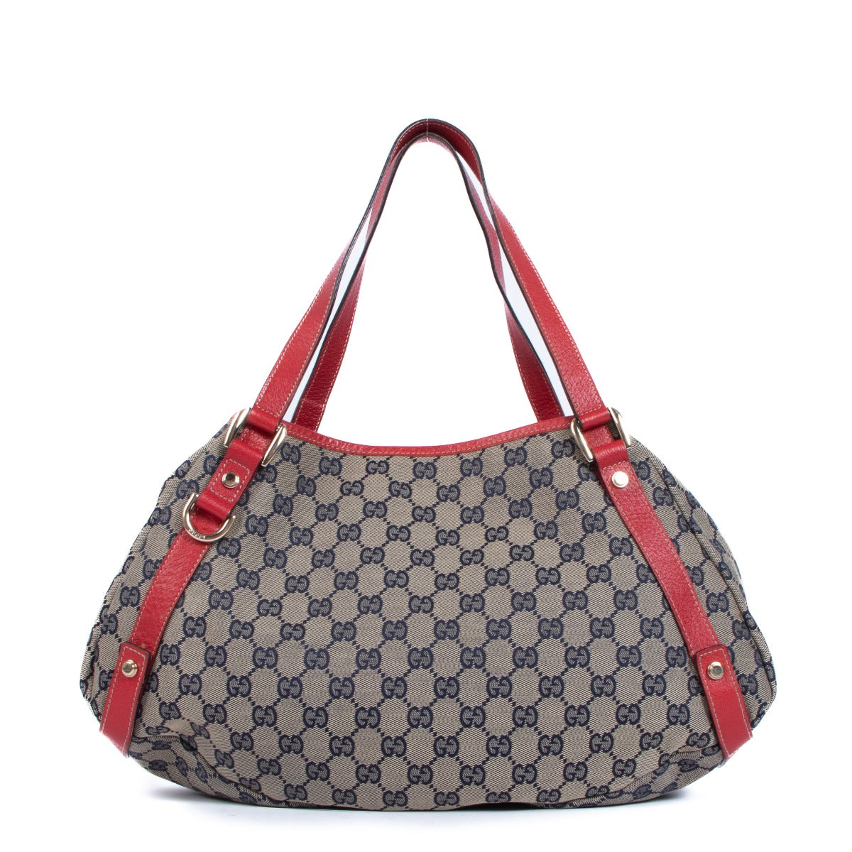 Buy online authentic second hand Gucci Navy GG Canvas Abbey Tote Bagin good condition at Labellov in Antwerp, Brussel, Knokke.