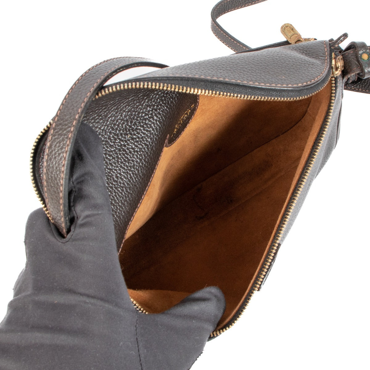 Sac bandoulière Delvaux en cuir marron Macao