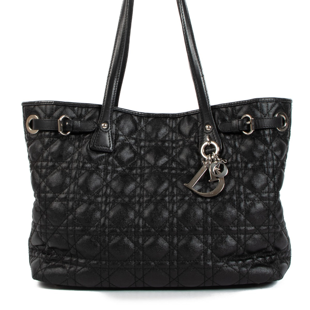 shop authentic second hand Christian Dior Black Cannage Panarea Shopper Tote on Labellov.com