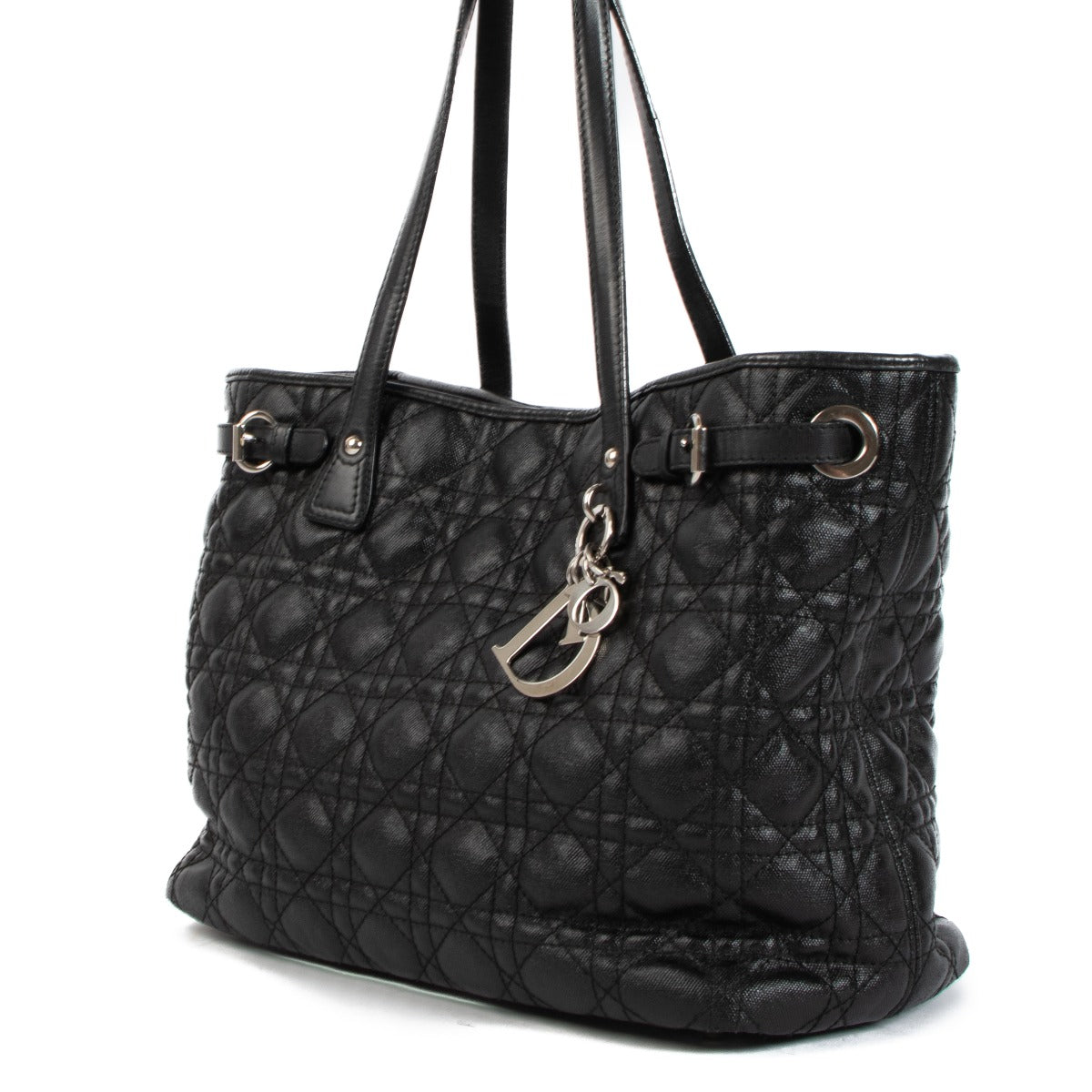 shop authentic second hand Christian Dior Black Cannage Panarea Shopper Tote on Labellov.com