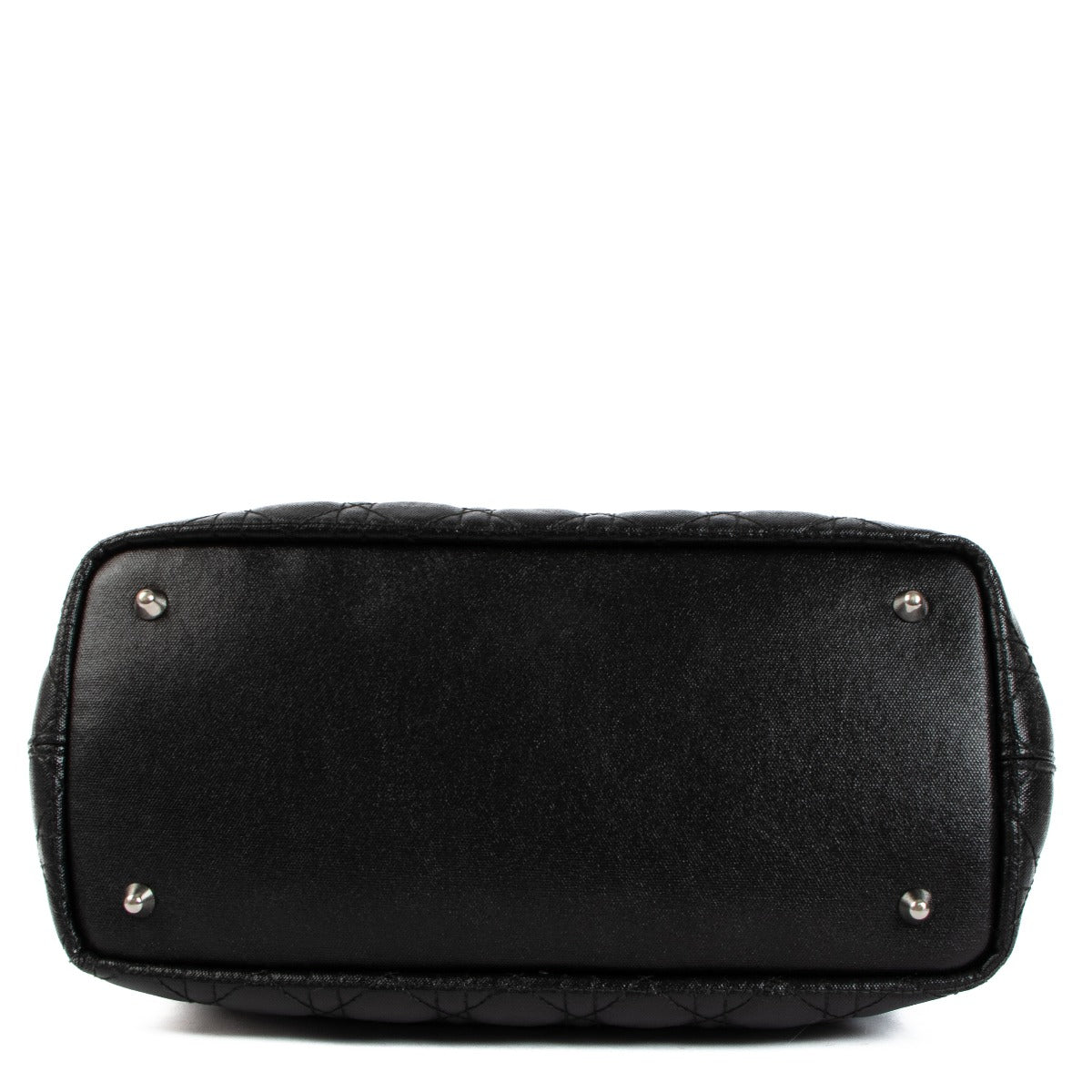 Christian Dior Panarea Zwart Gecoat Canvas Cannage Medium Tote