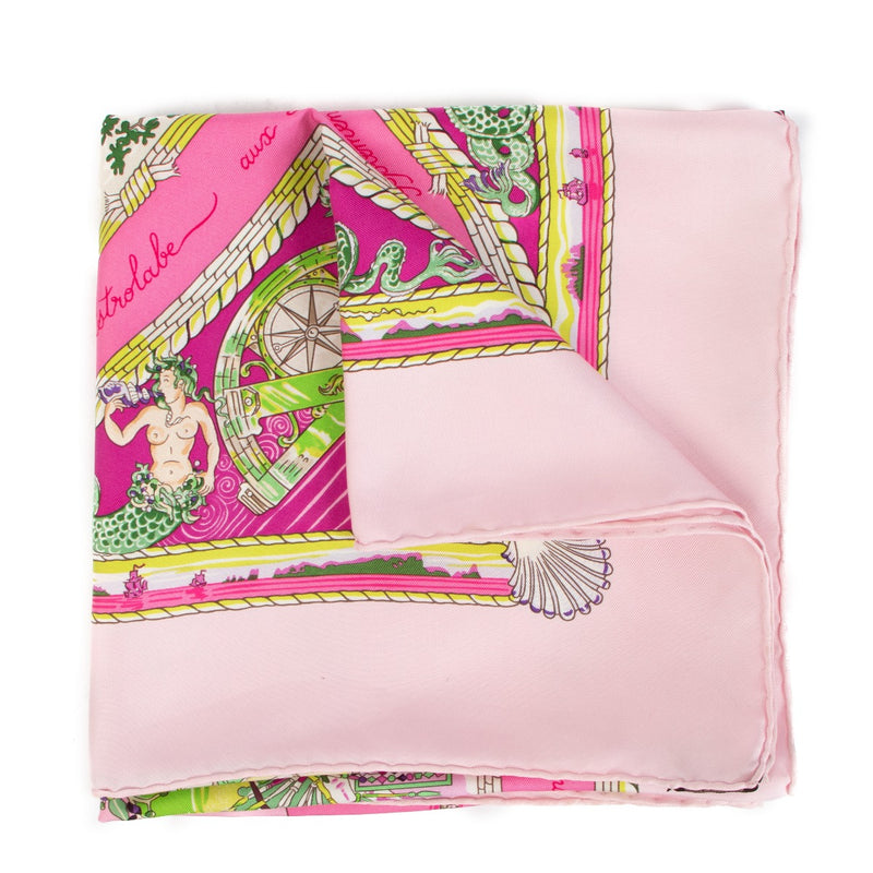 Hermès Pink Per Astra ad Astra Silk 90 Scarf