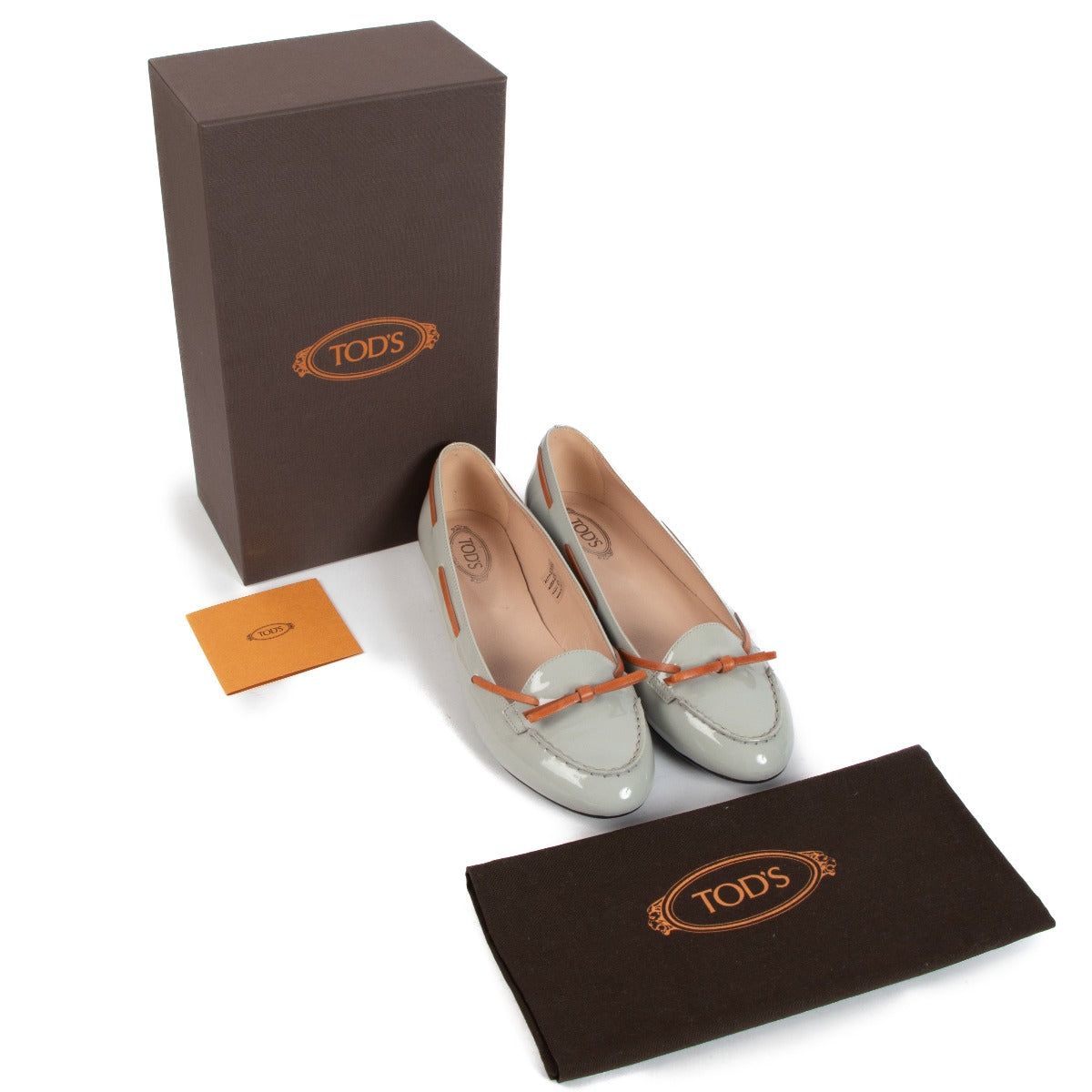 Tod's Grey Patent Leather Moccasin Flats