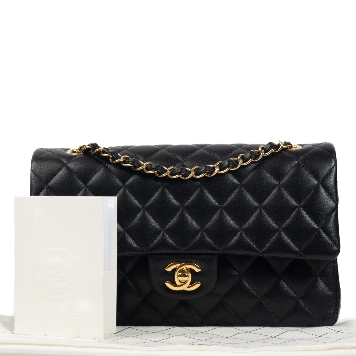 Shop 100% authentic second-hand Chanel Black Lambskin Medium Classic Flap Bag on Labellov.com