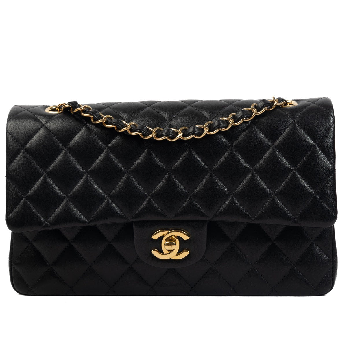 Shop 100% authentic second-hand Chanel Black Lambskin Medium Classic Flap Bag on Labellov.com