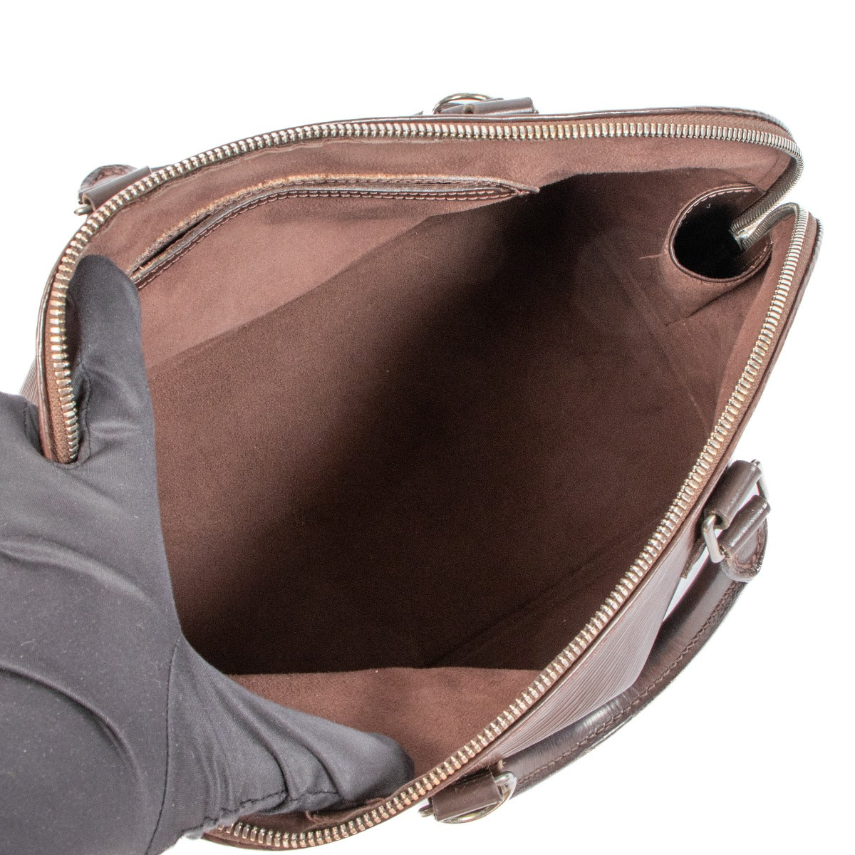 Sac Louis Vuitton Alma PM en cuir Épi Moka