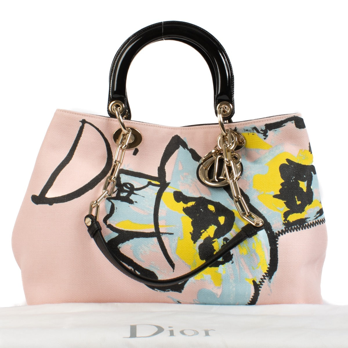 Christian Dior Limited Edition Floral Canvas Medium Diorissimo Bag