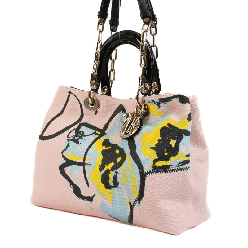 Christian Dior Limited Edition Floral Canvas Medium Diorissimo Bag
