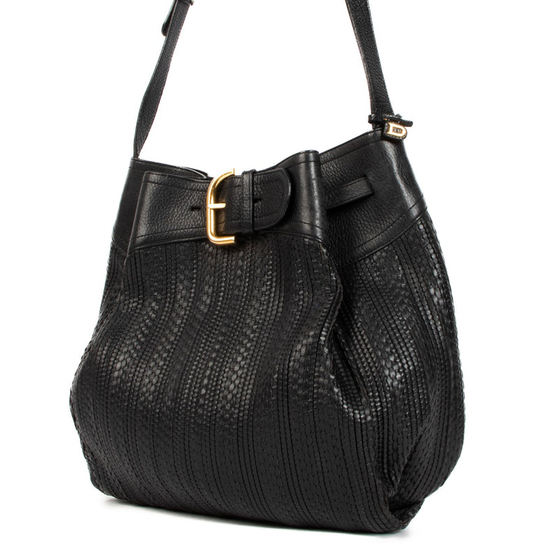 shop authentic second hand Delvaux Black Souverain Toile de Cuir Crossbody Bag on Labellov.com