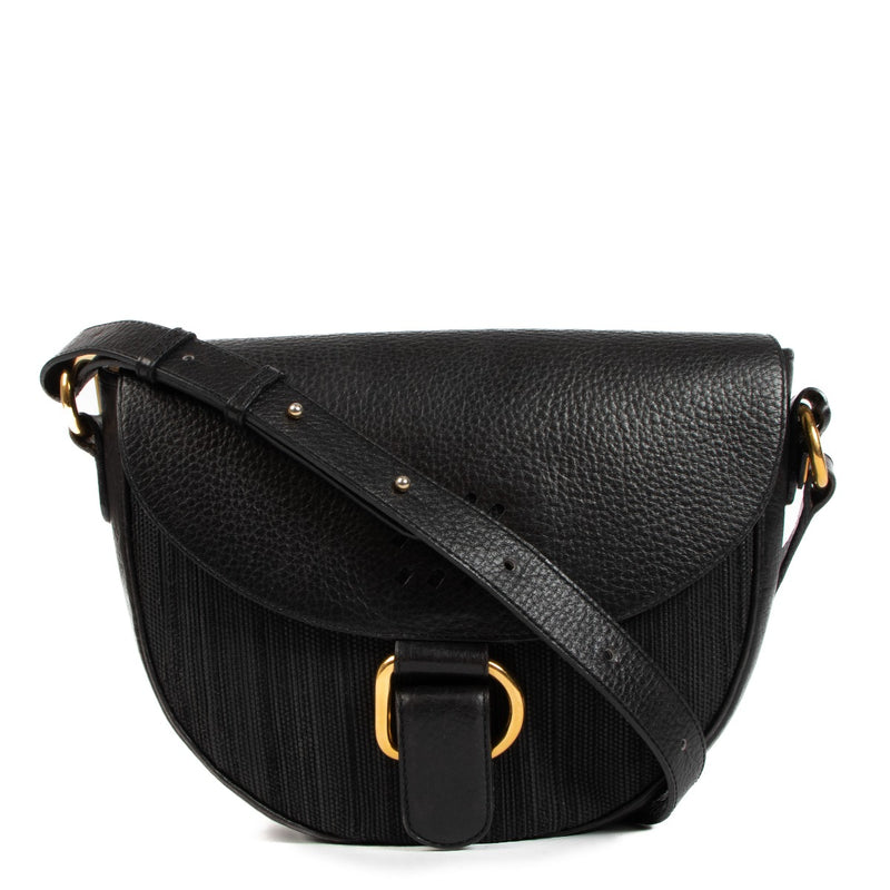 Delvaux Black Toile de Cuir Crossbody Bag