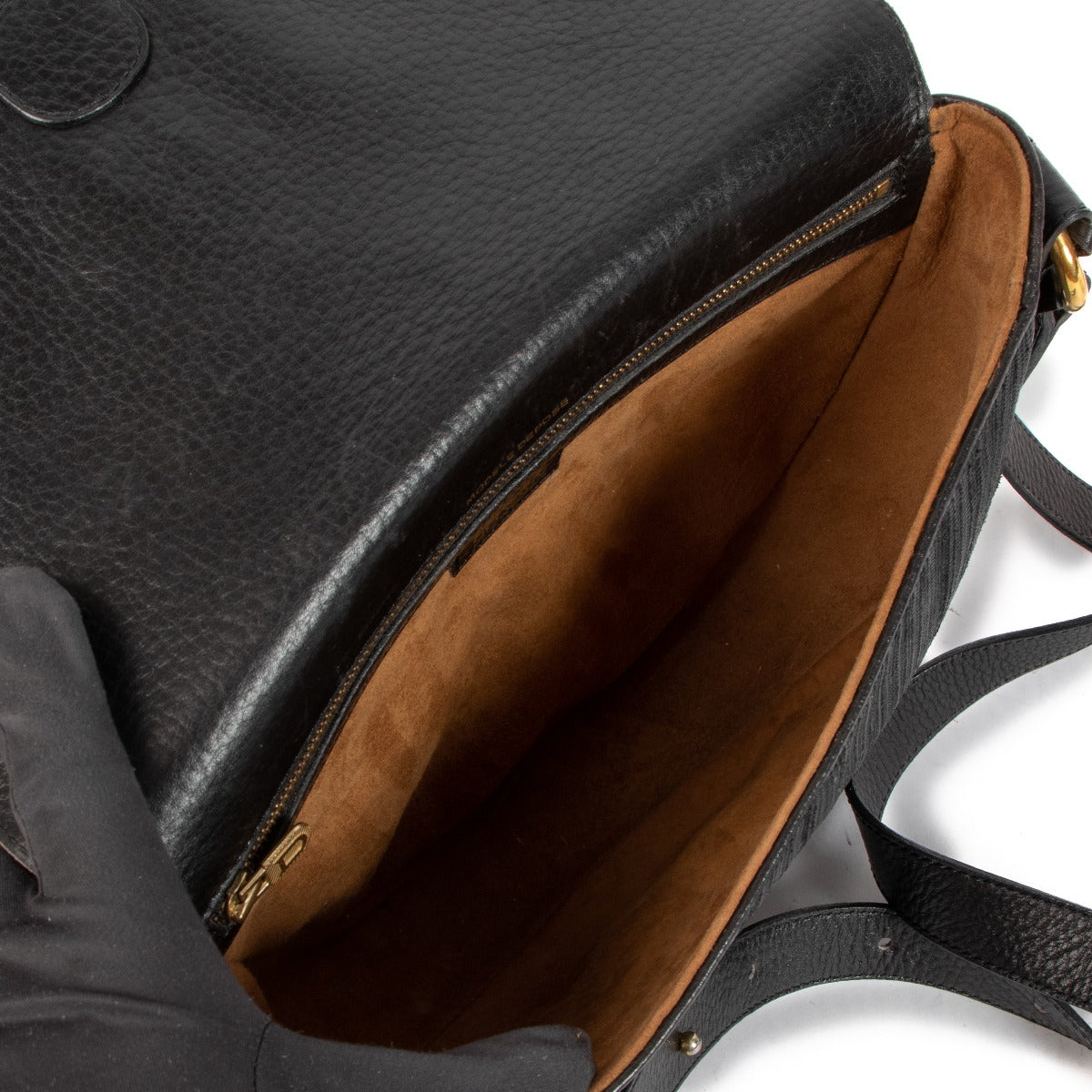 Sac bandoulière Delvaux en toile de cuir noire