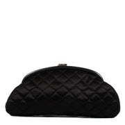 Chanel Black Satin Quilted Frame Clutch