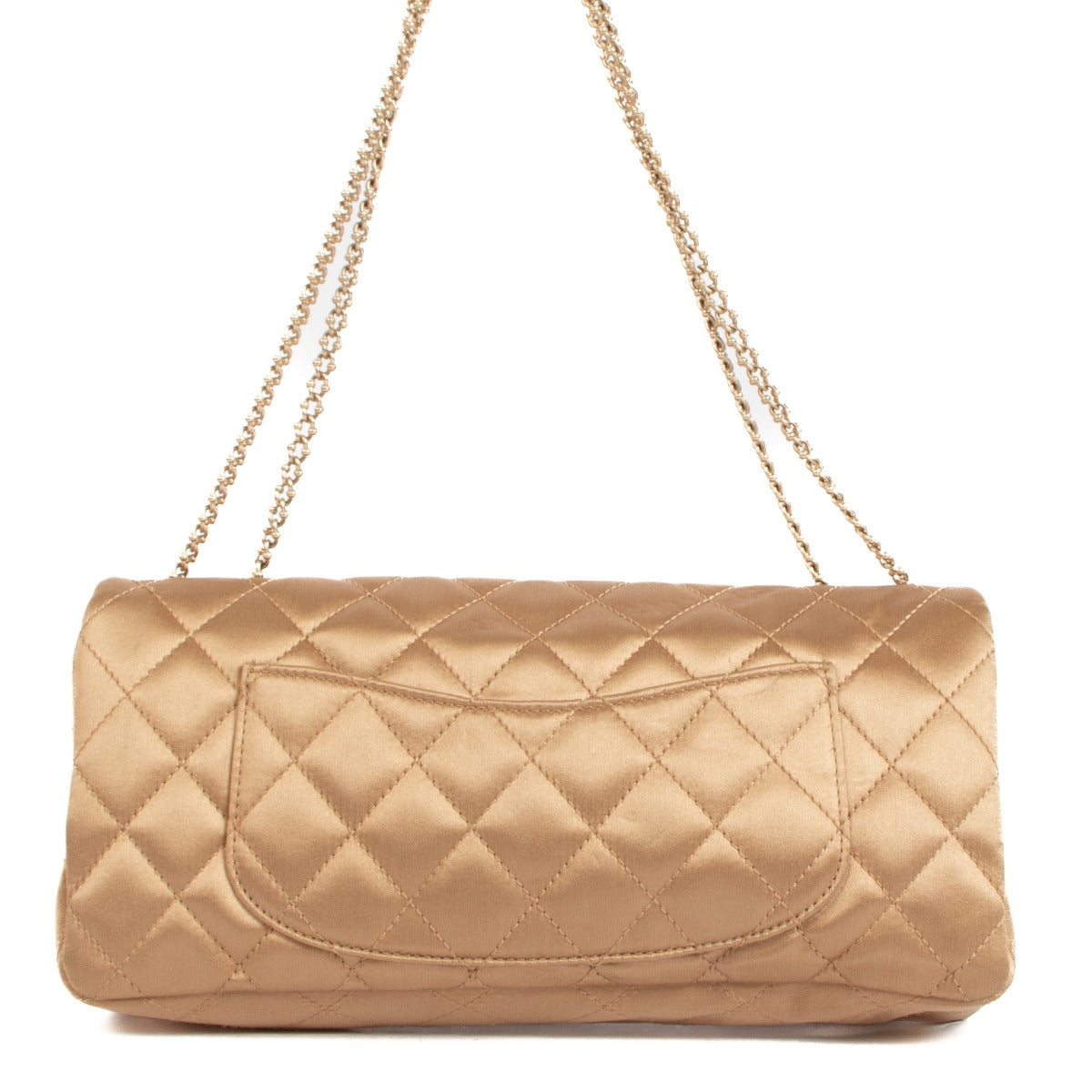 Chanel Beige Satijnen CC Clutch Met Sieraden en Ketting