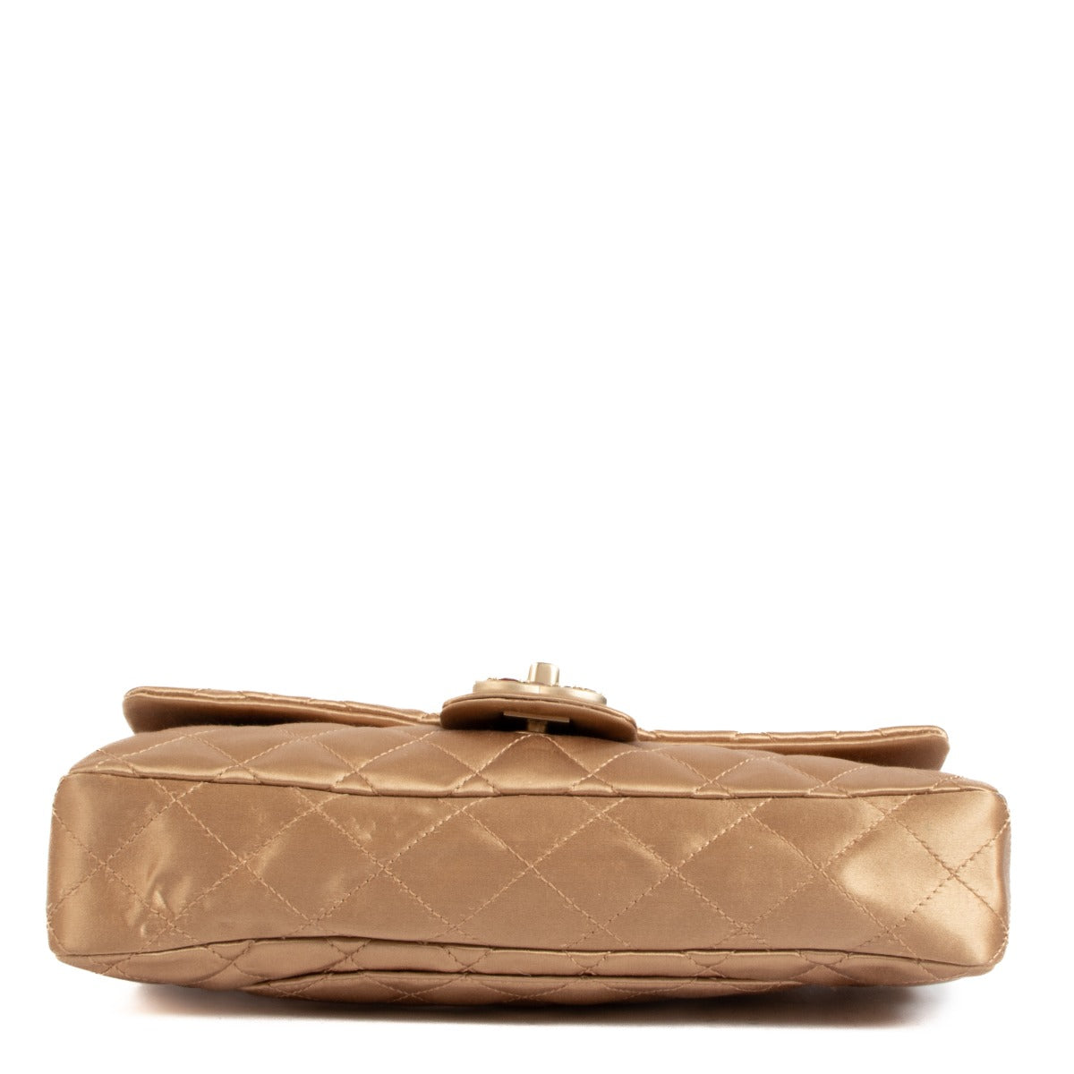 Chanel Beige Satijnen CC Clutch Met Sieraden en Ketting