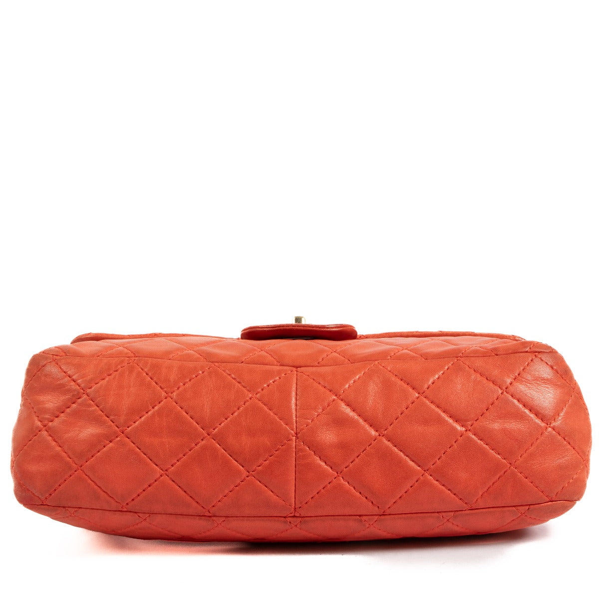 Chanel Coralrood Grote Lamsleren Klassieke Single Flap Tas