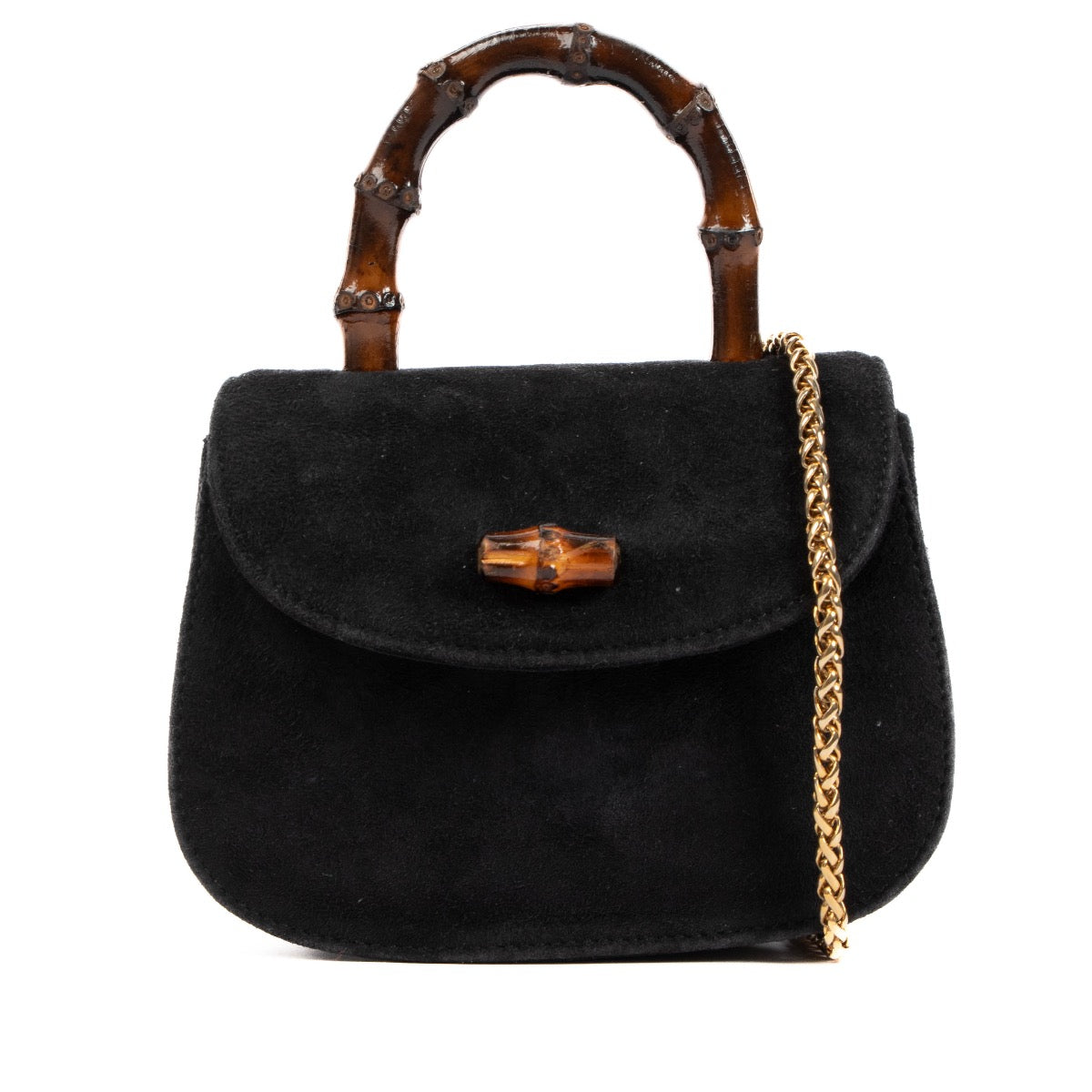 Shop 100% authentic second-hand Gucci Black Suede Micro 1947 Bamboo Crossbody Bag on Labellov.com