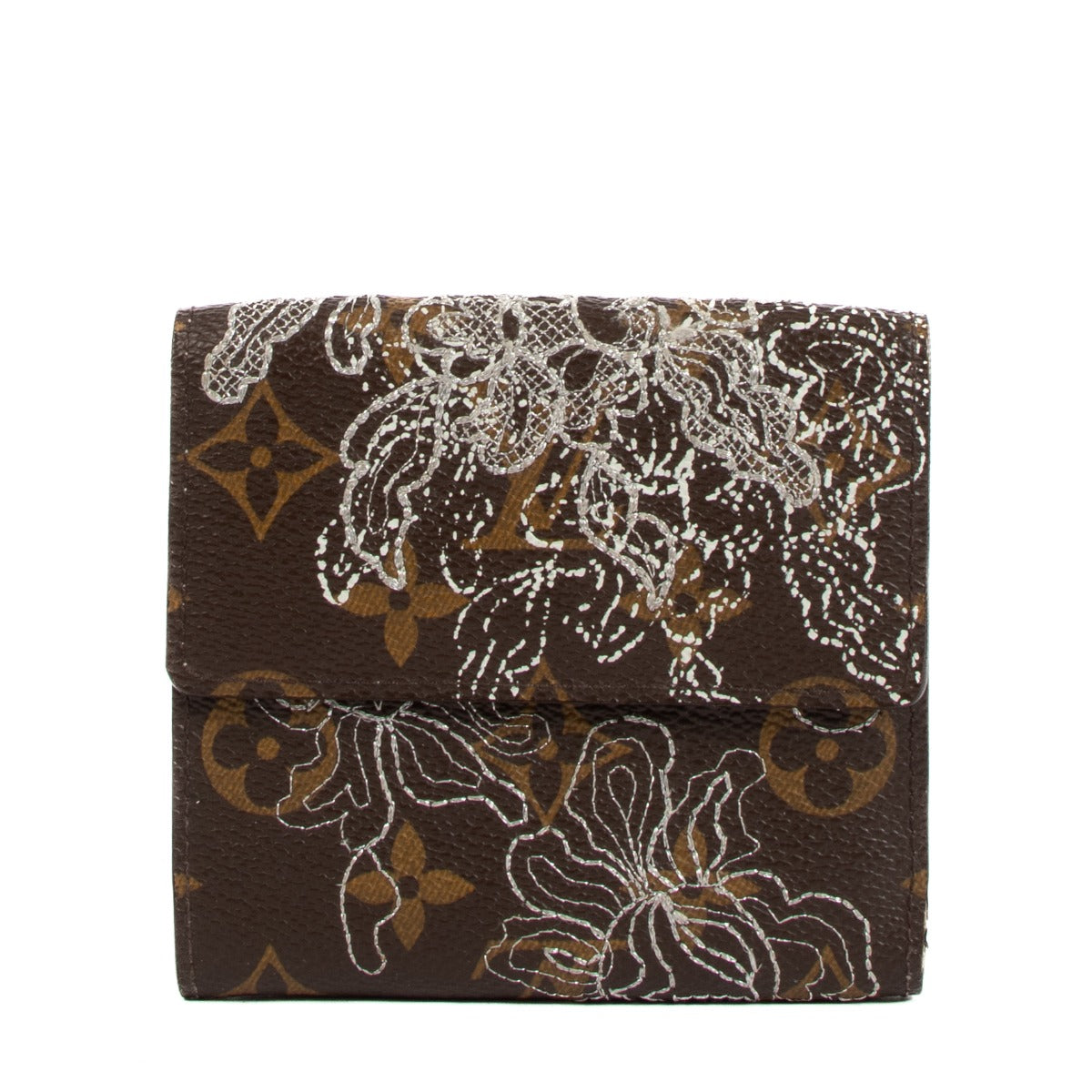 Shop safe online at Labellov in Antwerp, Brussels and Knokke this 100% authentic second hand Louis Vuitton Elise Lace Dentelle Monogram Wallet