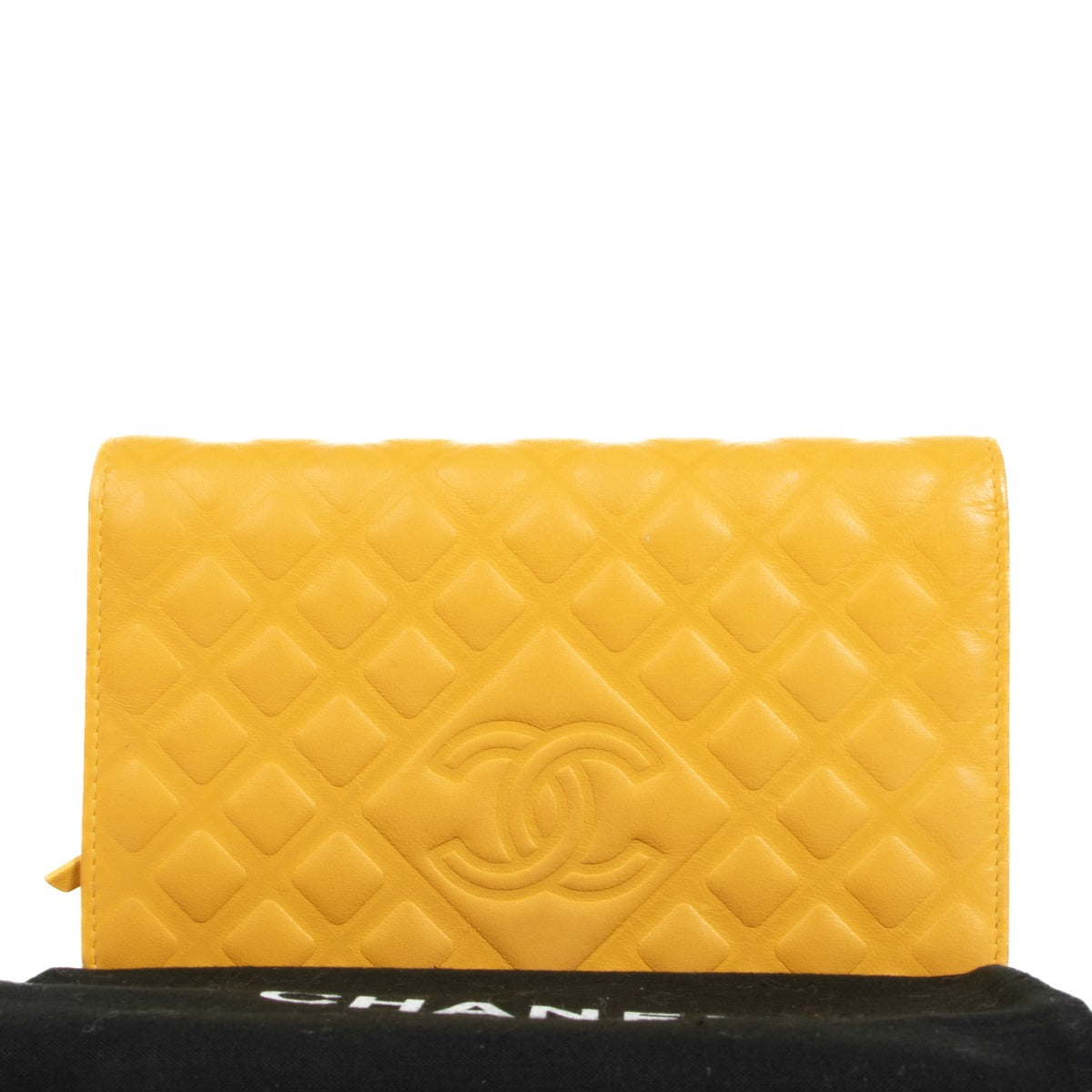 Chanel CC Yellow Calfskin Wallet On Chain