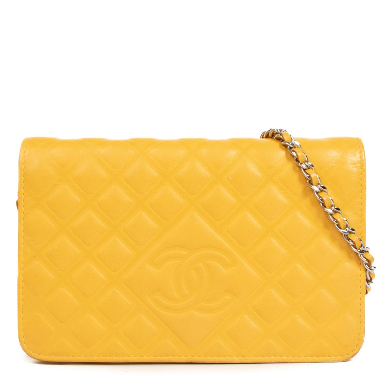Chanel CC Yellow Calfskin Wallet On Chain