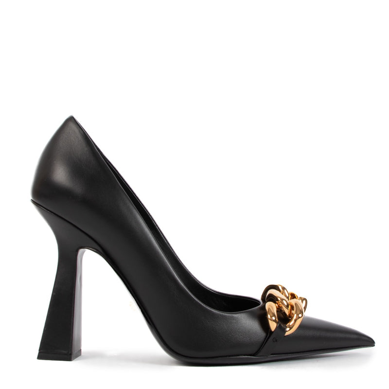shop authentic second hand Versace Medusa Embellished Black Chain Pumps - Size 39 on Labellov.com