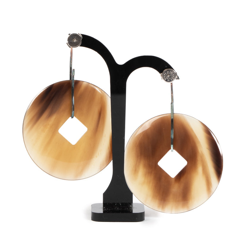 shop 100% authentic second hand Hermès Brown Ebene Hoop Earrings on Labellov.com