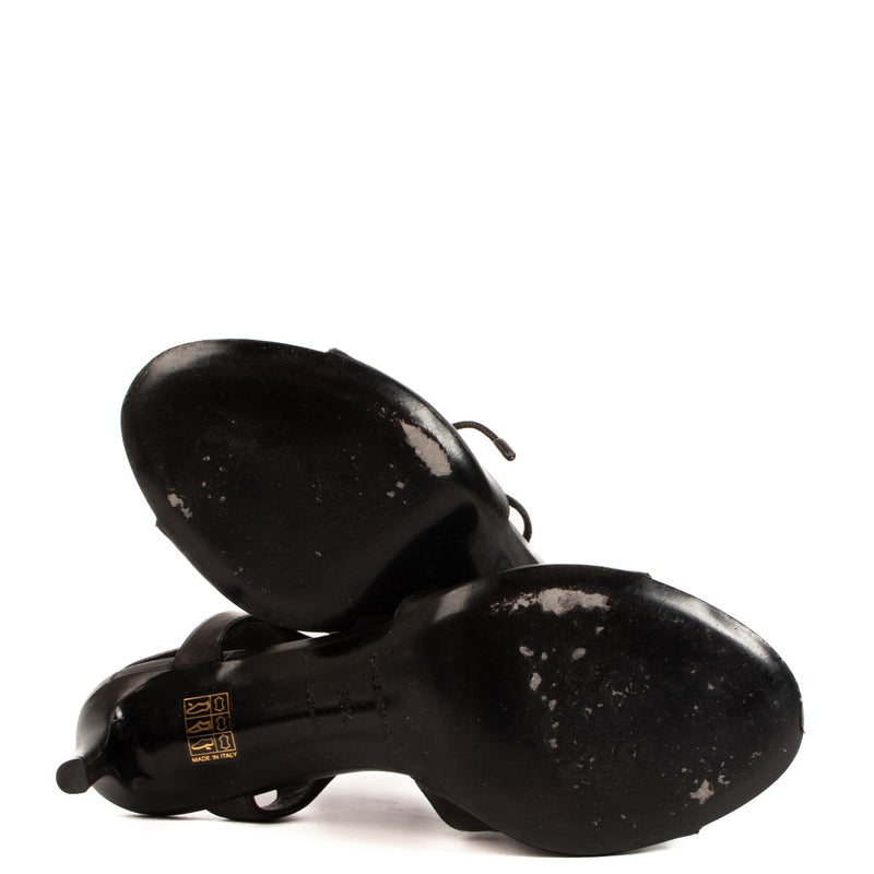 Balenciaga Zwarte Vetersandalen - Maat 39.5