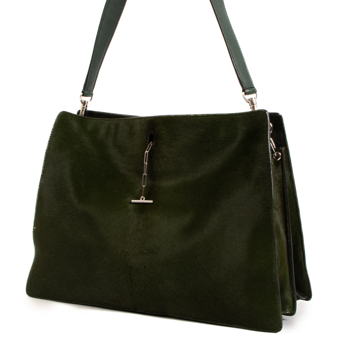 Celine Green Pony Hair Nieuwe Schoudertas