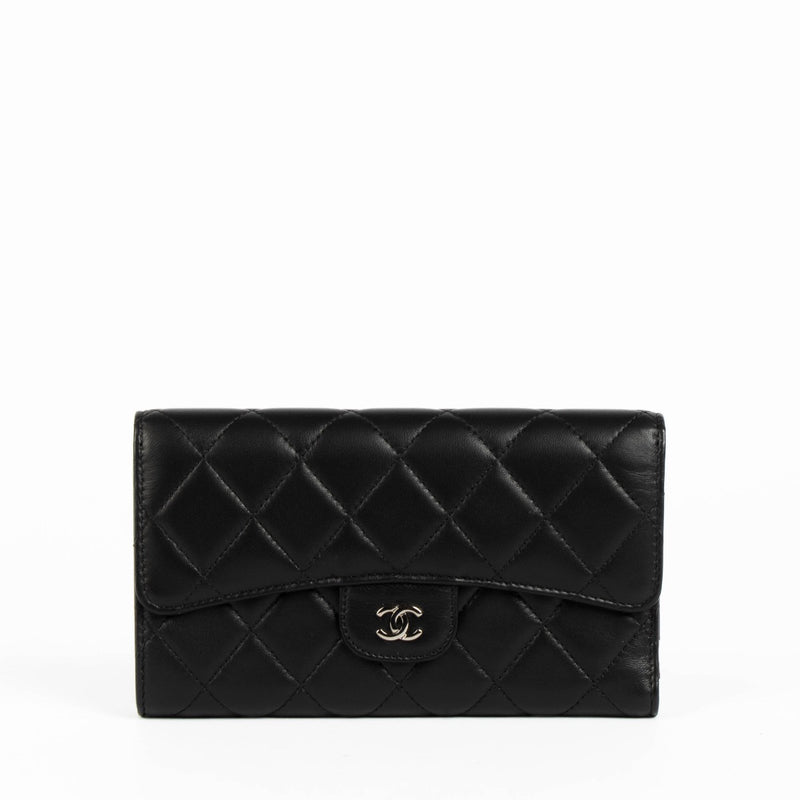 Authentic pre-loved Chanel Black Lambskin Medium Classic Flap Wallet on Labellov.com