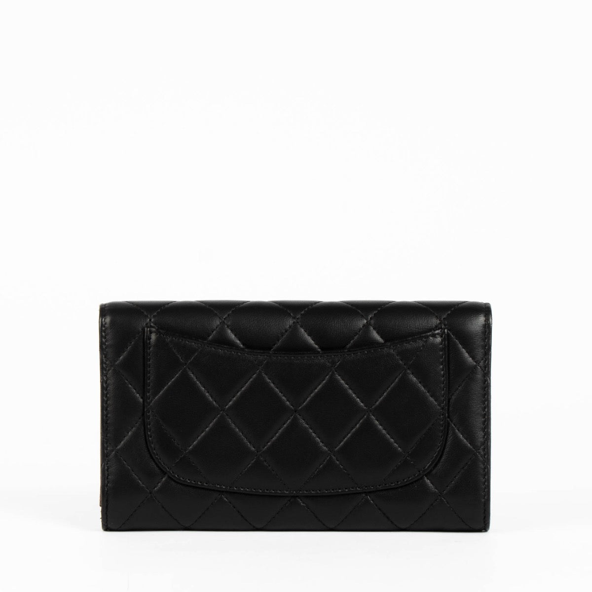 Authentic pre-loved Chanel Black Lambskin Medium Classic Flap Wallet on Labellov.com