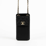 Authentic pre-loved Chanel Black Lambskin Phone Pouch Crossbody Bag on Labellov.com