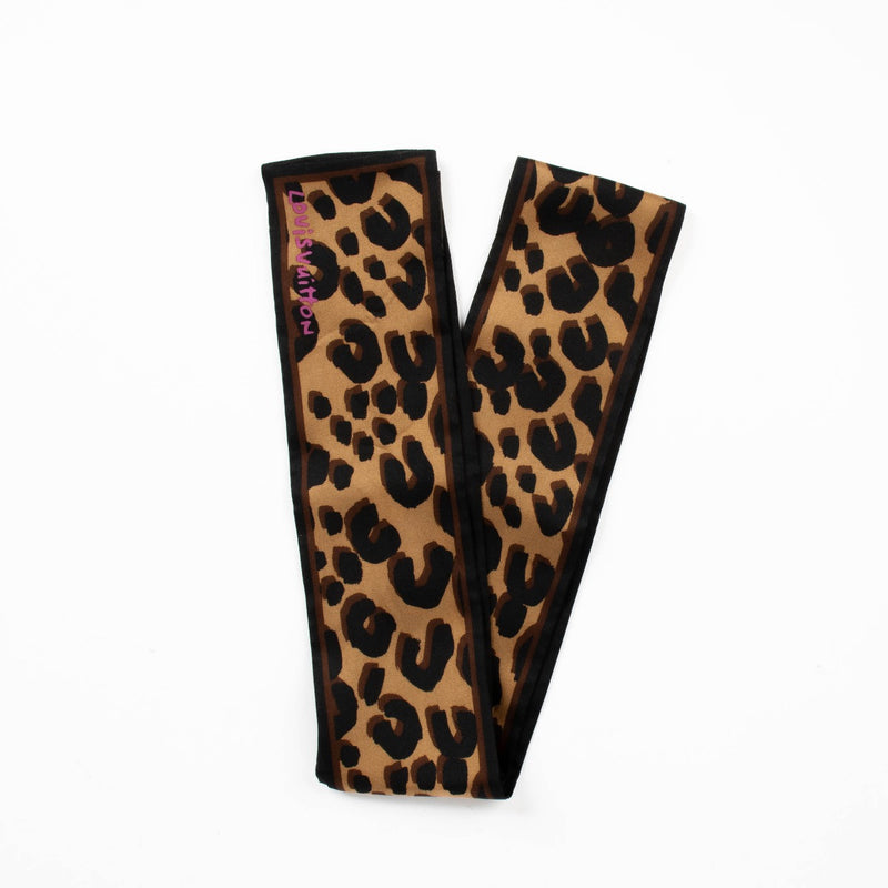 Authentic pre-loved Louis Vuitton Brown Silk Stephen Sprouse Leopard Print Bandeau Scarf on Labellov.com