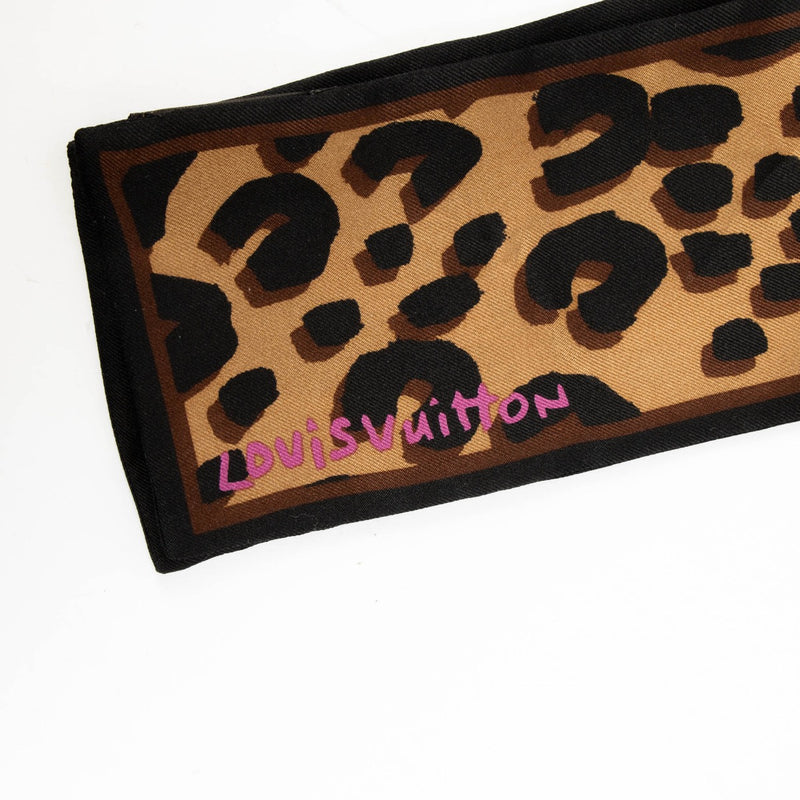 Authentic pre-loved Louis Vuitton Brown Silk Stephen Sprouse Leopard Print Bandeau Scarf on Labellov.com