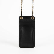 Authentic pre-loved Chanel Black Lambskin Phone Pouch Crossbody Bag on Labellov.com