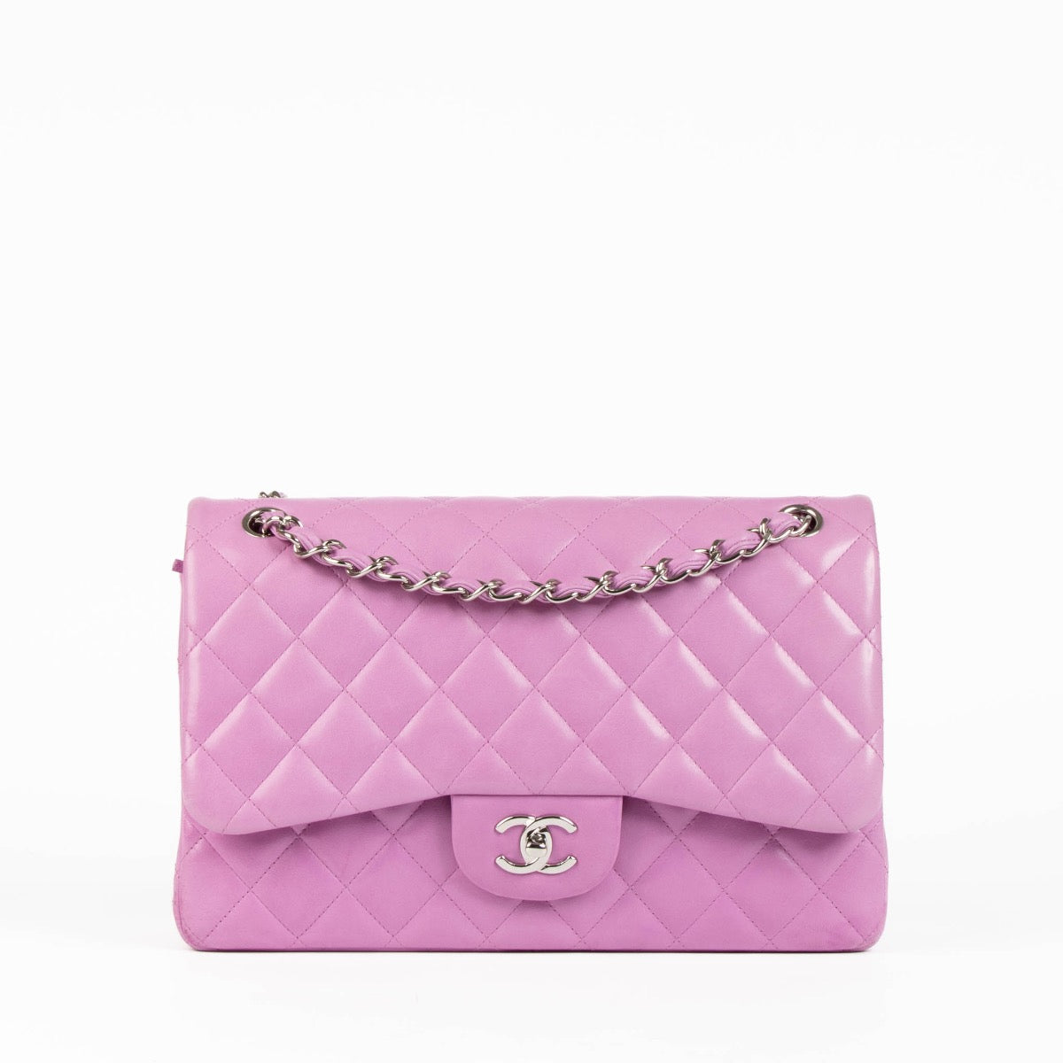 Chanel Pink Lambskin Large/Jumbo Classic Flap Bag – Labellov