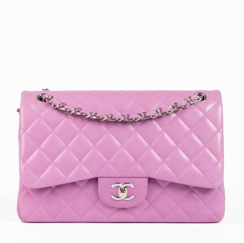 Chanel Roze Lamsleren Large/Jumbo Classic Flap Bag
