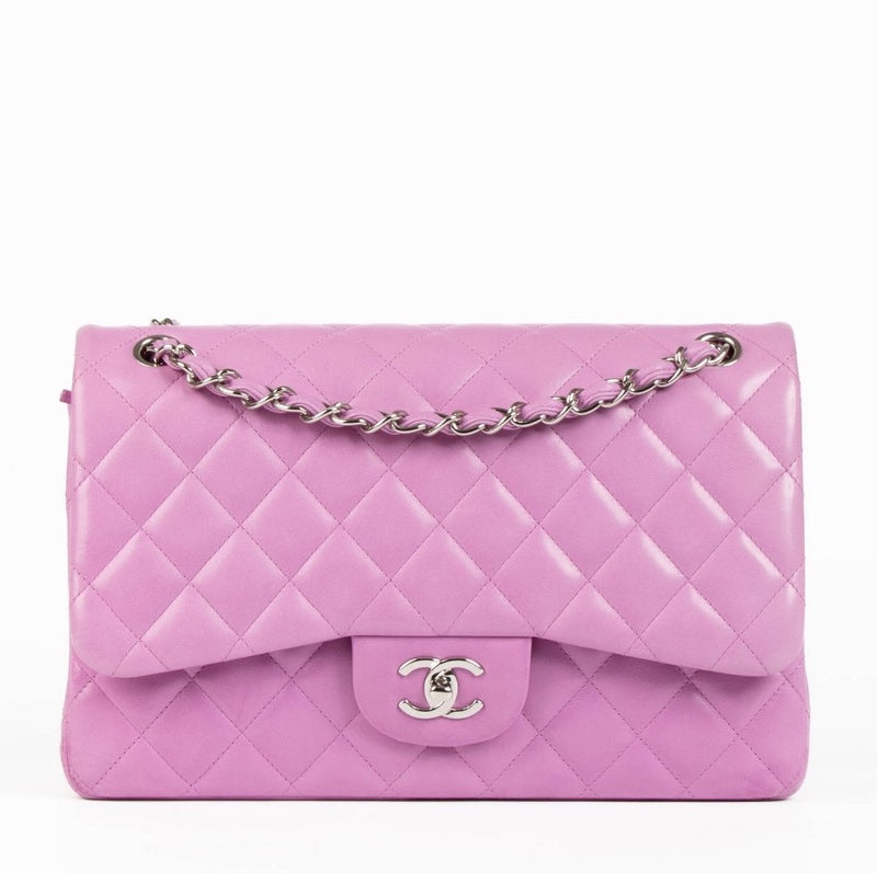 Chanel Roze Lamsleren Large/Jumbo Classic Flap Bag