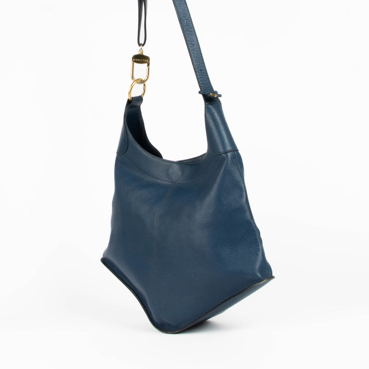 Shop this authentic Delvaux Blue Satan Shoulder Bag pre-loved on Labellov.com