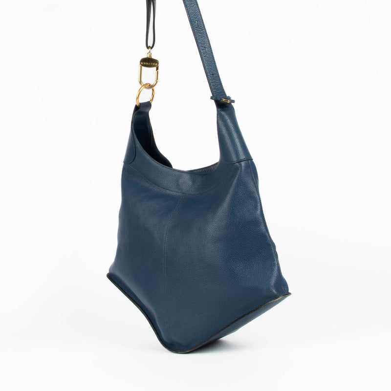 Shop this authentic Delvaux Blue Satan Shoulder Bag pre-loved on Labellov.com