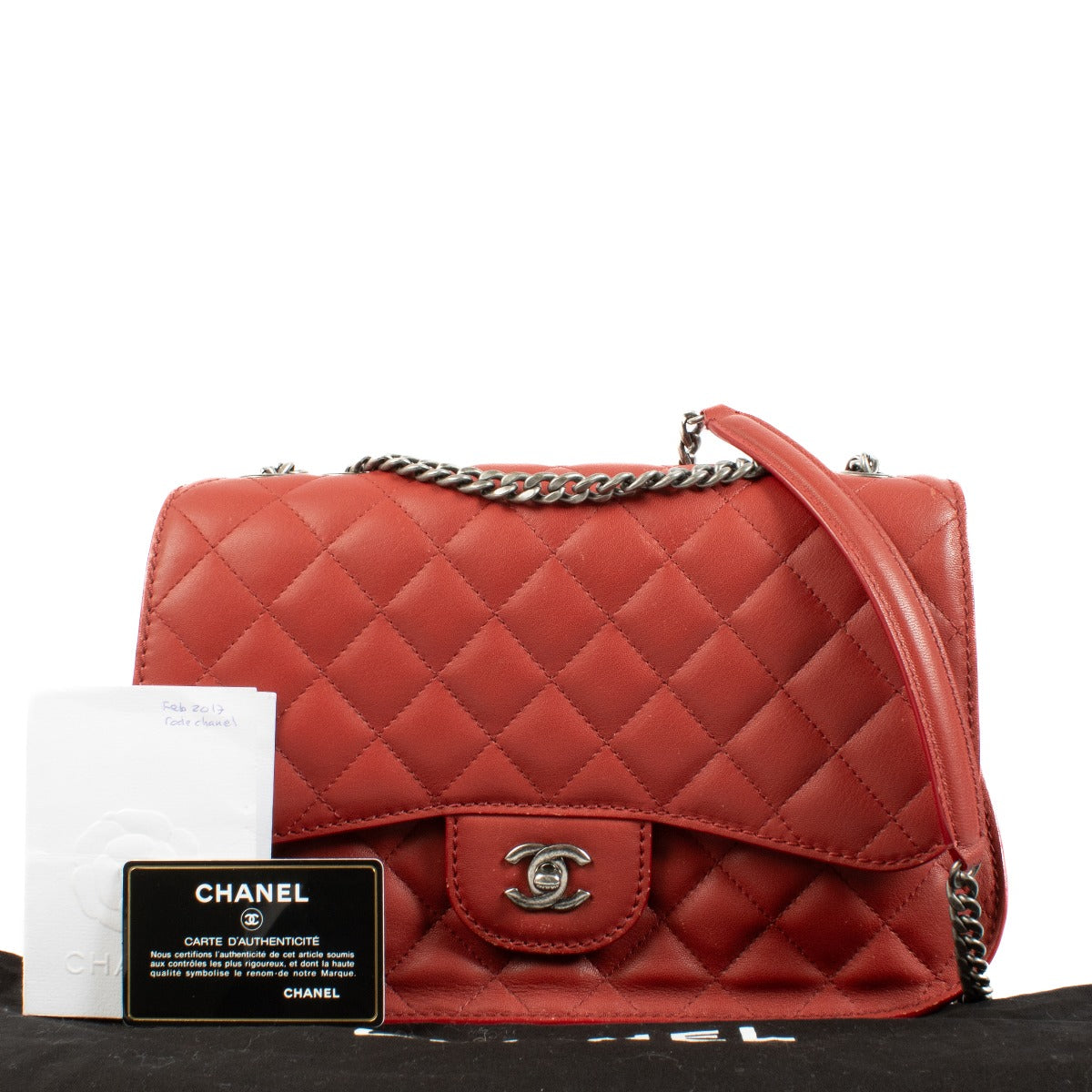 Buy authentic second hand Chanel Red Goatskin Large Flap Bag at Labellov.com
