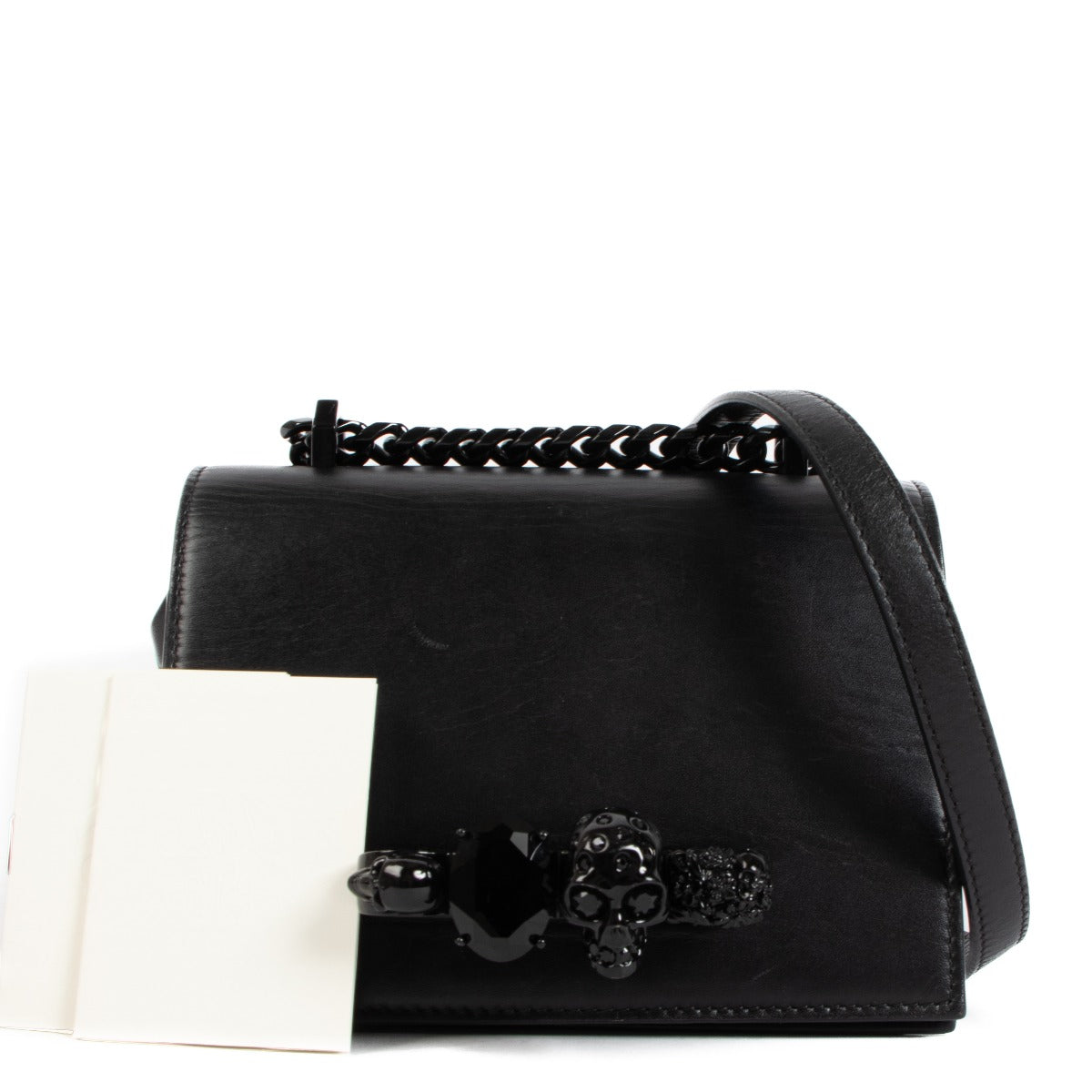 Alexander McQueen Black Mini Jewelled Satchel