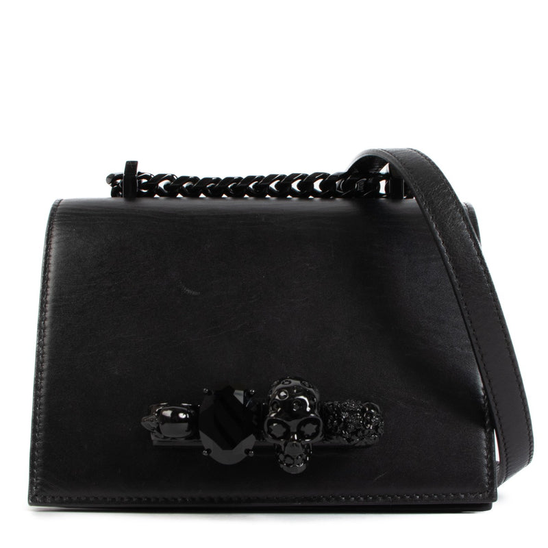 Alexander McQueen Black Mini Jewelled Satchel Crossbody