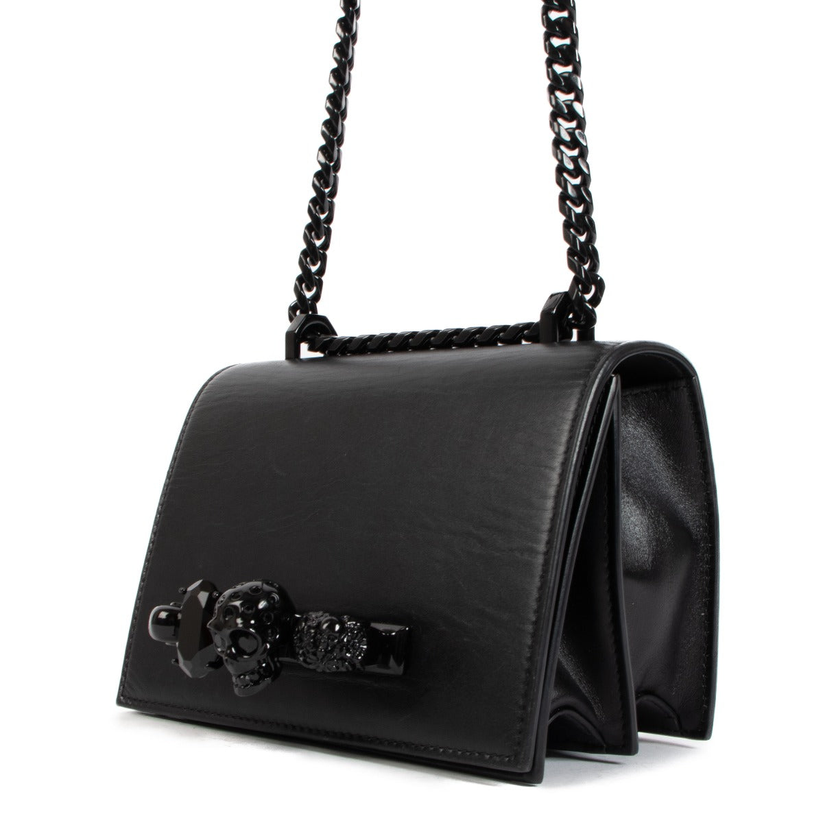 Alexander McQueen Black Mini Jewelled Satchel Crossbody