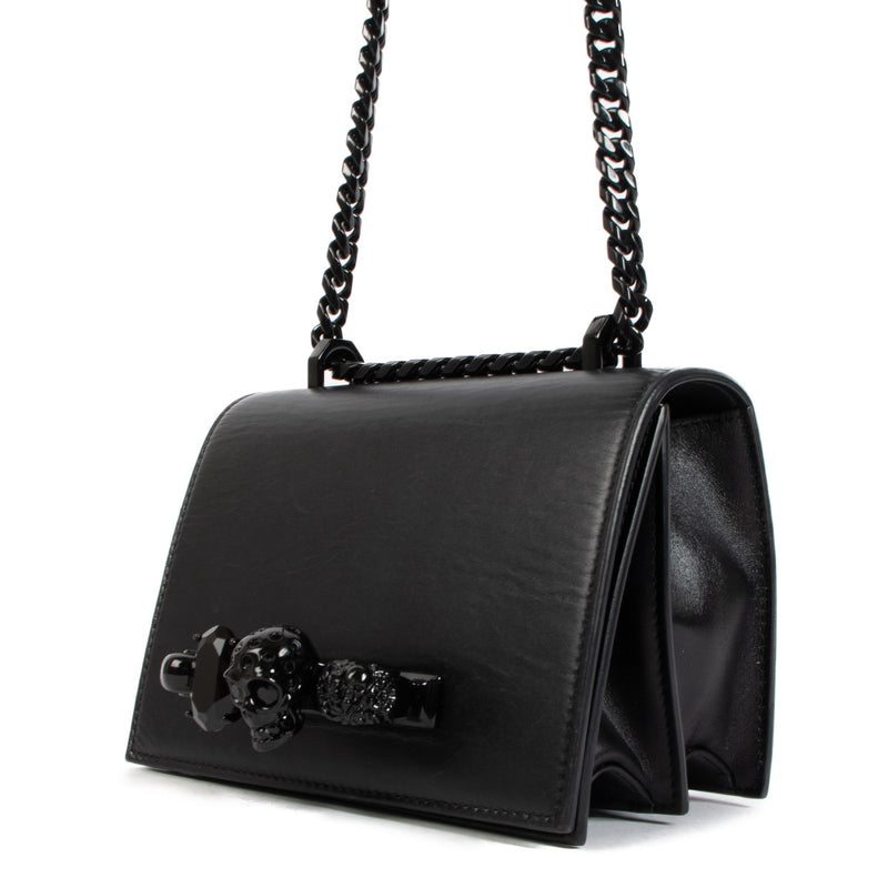 Alexander McQueen Black Mini Jewelled Satchel Crossbody