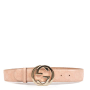 Gucci Light Pink Signature Belt T80