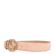Gucci Light Pink Signature Belt T80