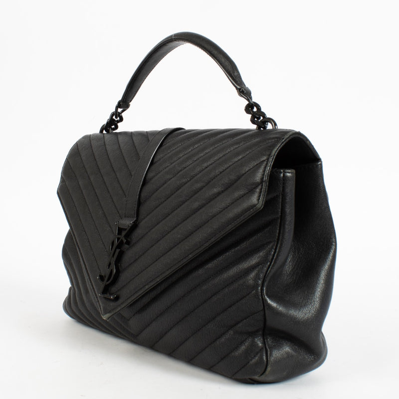 Shop the authentic Saint Laurent All Black Large College Bag second hand on Labellov.com.